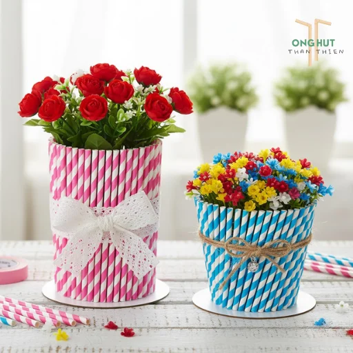 3 Cách làm chậu hoa bằng ống hút đơn giản, đẹp mắt, cực dễ ngay tại nhà