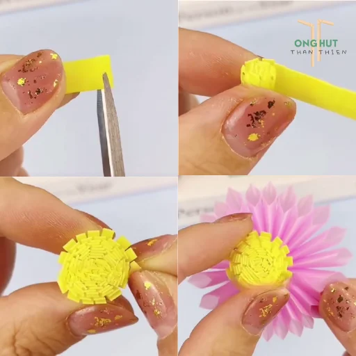 Cách làm hoa hướng dương bằng ống hút đơn giản trang trí bàn học cực xinh